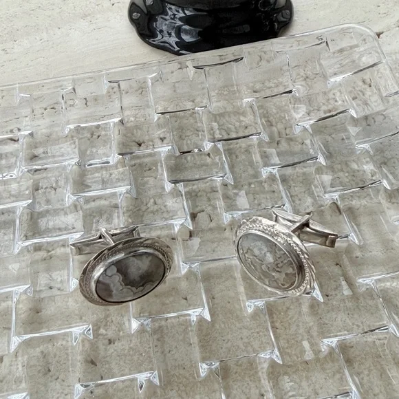 Elegant Silver and Gray Stone Earrings